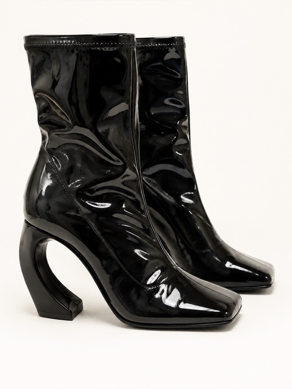 NIB Giuseppe Zanotti Musa Patent Sculptural Heel Boots EU 37